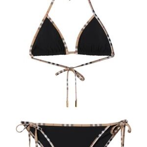 Burberry Black Bikini with Iconic Check Trim